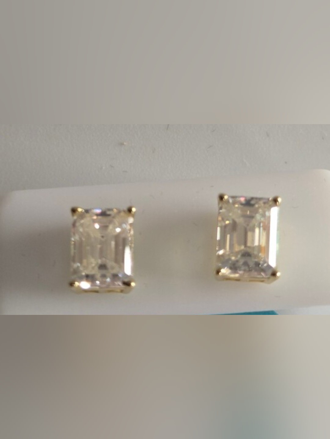 Moissanite 4 Ctw Emerald Cut Stud Earrings 14 Gold Over 925 Sterling Silver Nwt